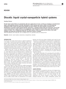 Discotic Liquid Crystal-Nanoparticle Hybrid Systems