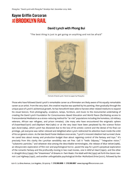 David Lynch with Phong Bui” Brooklyn Rail