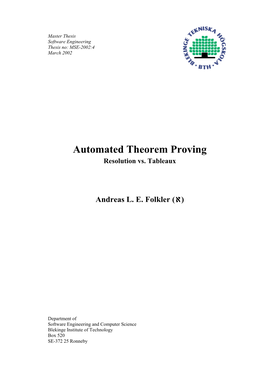 Automated Theorem Proving Resolution Vs