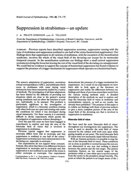 Suppression in Strabismus an Update