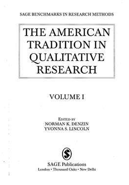 The American Tradition in Qualitative Research