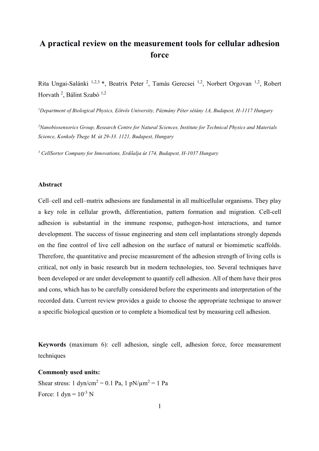 A Practical Review on the Measurement Tools for Cellular Adhesion Force