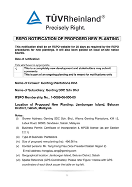 Genting SDC Jambongan Island NPP Notification V3 Tc