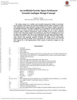 An Artificial-Gravity Space-Settlement Ground-Analogue Design Concept