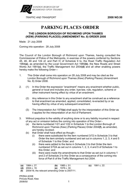 Kew CPZKA Amendment 8 Order Made