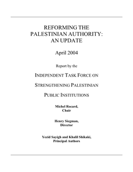 Reforming the Palestinian Authority: an Update
