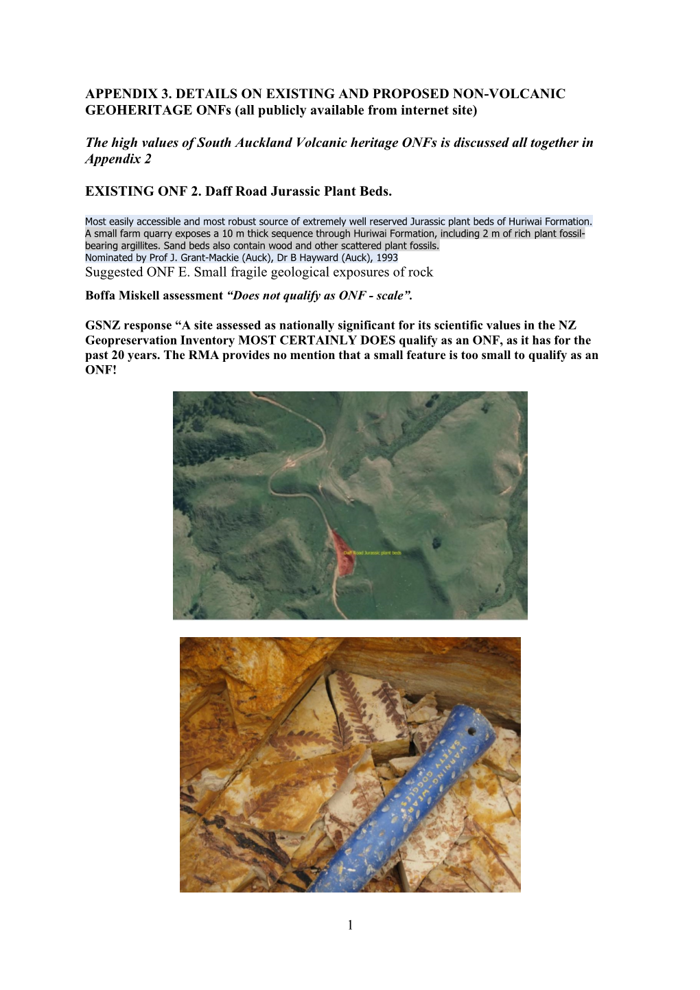 Appendix 3 Geological and Landform Sites