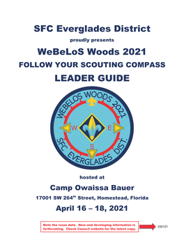 SFC Everglades District Webelos Woods 2021 LEADER GUIDE