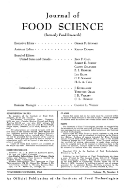 Journal of Food Science 1961 Volume.26 No.6