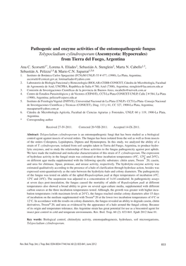 Pathogenic and Enzyme Activities of the Entomopathogenic Fungus Tolypocladium Cylindrosporum (Ascomycota: Hypocreales) from Tierra Del Fuego, Argentina