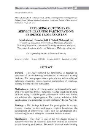Exploring Outcomes of Service-Learning Participation: Evidence from Pakistan