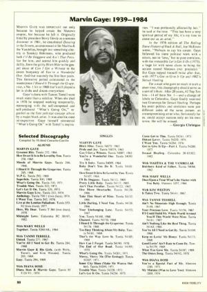 Marvin Gaye: 1939-1984 MARVIN GAYE WAS IMPORTANT Not Only Tion