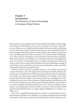 Chapter 1 Introduction the Dynamics of Sonic Knowledge in European Metal History