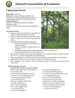 Natural Communities of Louisiana Calcareous Forest