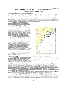 LONG-FINNED PILOT WHALE (Globicephala Melas): Western North Atlantic Stock