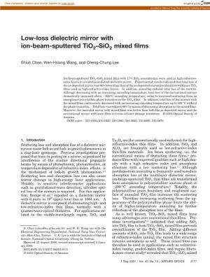 Low-Loss Dielectric Mirror with Ion-Beam-Sputtered Tio2 Œsio2 Mixed Films
