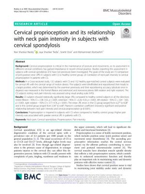 Cervical Proprioception and Its Relationship with Neck Pain Intensity