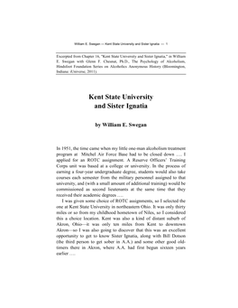 Kent State University and Sister Ignatia — 1