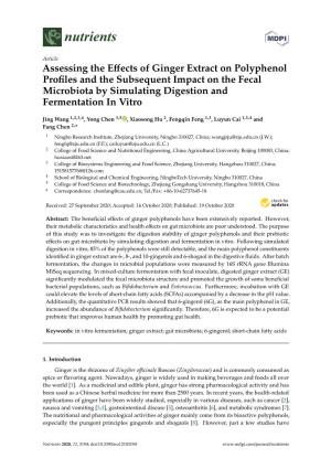 Assessing the Effects of Ginger Extract on Polyphenol Profiles and The