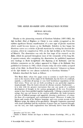 The Sefer Ha-Bahir and Andalusian Sufism