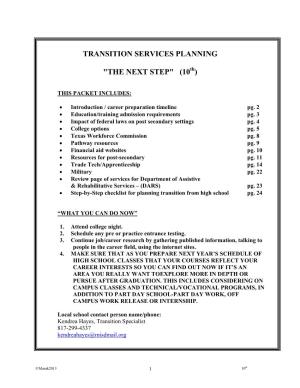 Transition Services Planning