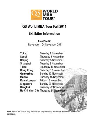 QS World MBA Tour Fall 2011 Exhibitor Information