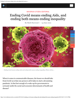 Ending Covid Means Ending Aids, and Ending Both Means E