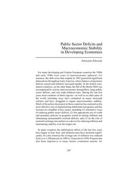 Public Sector Deficits and Macroeconomic Stability in Developing Economies