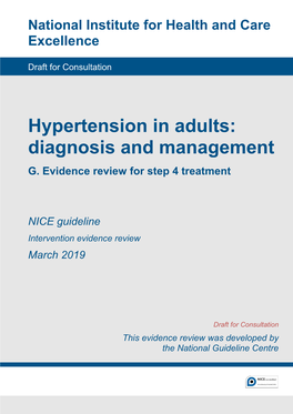 Hypertension in Adults: Diagnosis and Management G