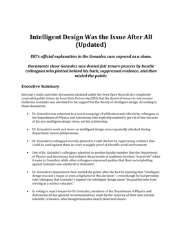Intelligent Design Was the Issue After All (Updated)