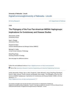 The Phylogeny of the Four Pan-American Mtdna Haplogroups: Implications for Evolutionary and Disease Studies