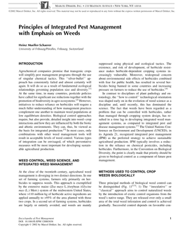 Principles of Integrated Pest Management with Emphasis on Weeds