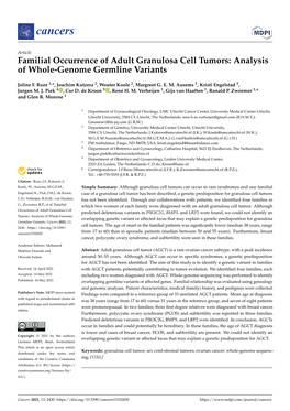 Familial Occurrence of Adult Granulosa Cell Tumors: Analysis of Whole-Genome Germline Variants