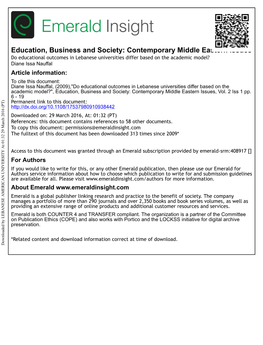 Do Educational Outcomes in Lebanese Universities Differ Based