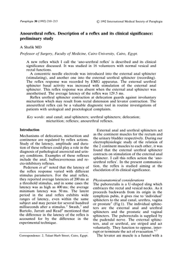 Anourethral Reflex. Description of a Reflex and Its Clinical Significance: Preliminary Study