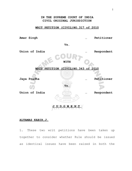 In the Supreme Court of India Civil Original Jurisdiction