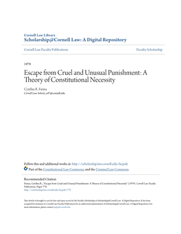 Escape from Cruel and Unusual Punishment: a Theory of Constitutional Necessity Cynthia R