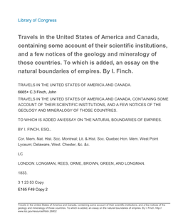 Travels in the United States of America and Canada, Containing