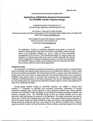 Applications of Multi-Body Dynamical Environments: the ARTEMIS Transfer Trajectory Design