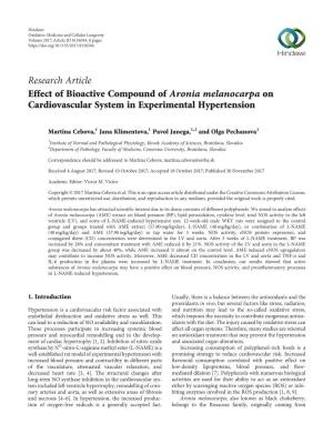 Research Article Effect of Bioactive Compound of Aronia Melanocarpa on Cardiovascular System in Experimental Hypertension
