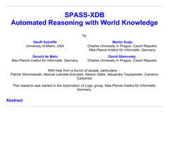 SPASS-XDB Automated Reasoning with World Knowledge