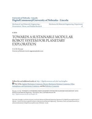 Towards a Sustainable Modular Robot System for Planetary Exploration S