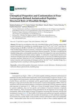 Chiroptical Properties and Conformation of Four Lasiocepsin-Related Antimicrobial Peptides: Structural Role of Disulﬁde Bridges