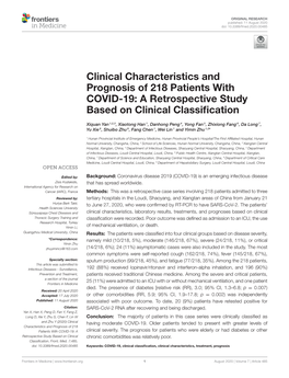 Clinical Characteristics and Prognosis of 218 Patients with COVID-19: a Retrospective Study Based on Clinical Classiﬁcation