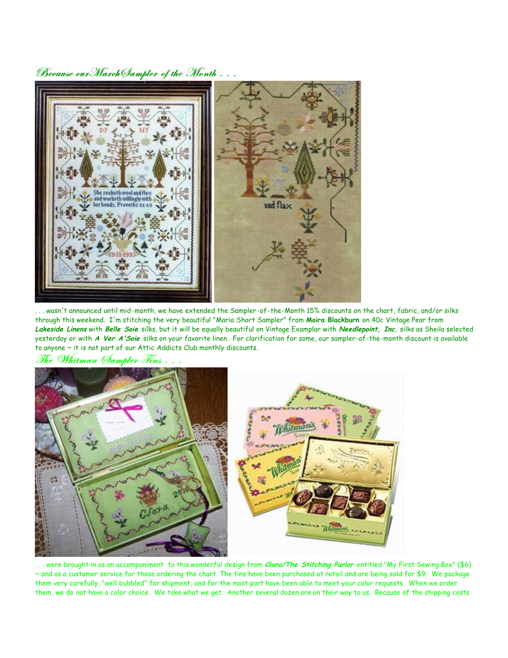 Attic Sampler Newsletter 03312008