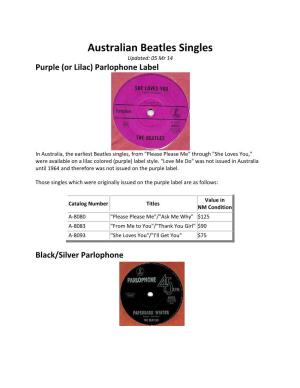 A Guide to Australian Beatles Singles