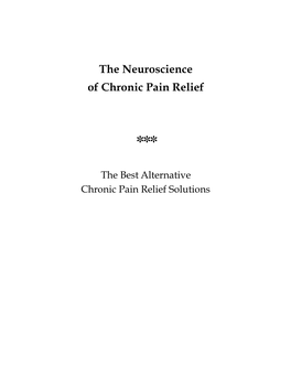 The Neuroscience of Chronic Pain Relief