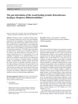 The Gut Microbiota of the Wood-Feeding Termite Reticulitermes Lucifugus (Isoptera; Rhinotermitidae)