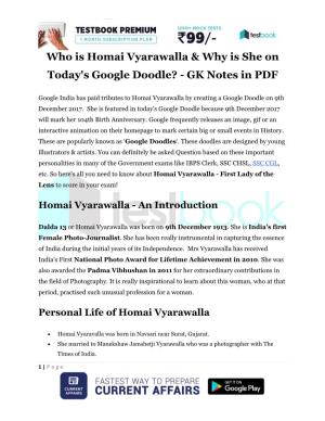 Who Is Homai Vyarawalla & Why Is She on Today's Google Doodle