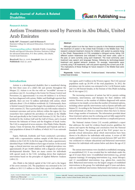 Autism Treatments Used by Parents in Abu Dhabi, United Arab Emirates